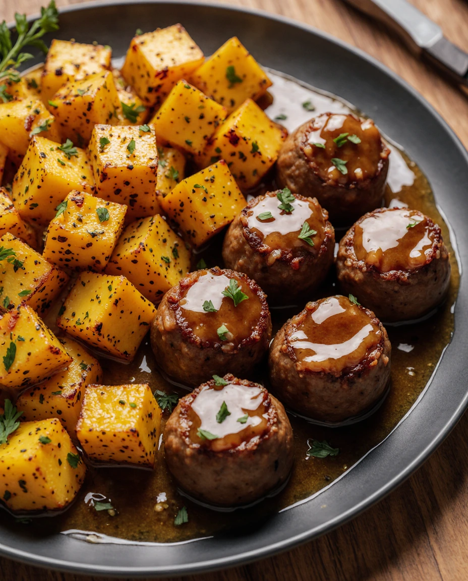 Easy Sausage and Sweet Potatoes with Honey Garlic Sauce